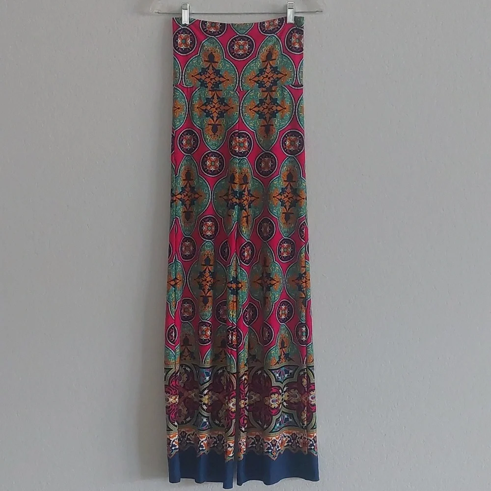 WHITE MARK Bohemian Multicolor Palazzo Pants NWT